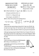 Đề thi thử lần 2 Toán 9 năm 2024 – 2025 trường THCS Lý Nam Đế – Hà Nội