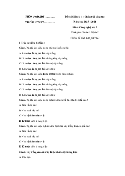 Bộ đề thi giữa học kì 1 môn Công nghệ 7 năm 2023 - 2024 CTST - Đề 1