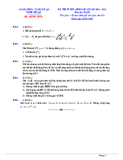 Đề tuyển sinh lớp 10 THPT môn Toán năm 2022 – 2023 sở GD&ĐT Ninh Thuận