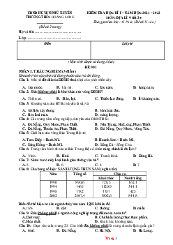 Đề thi học kỳ 1 địa lí 9 THCS Hoàng Long năm 2021-2022 (có lời giải)