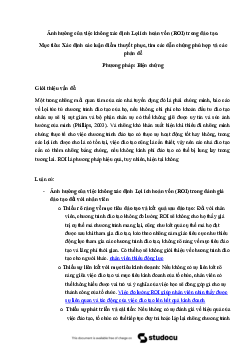 Ảnh hưởng của việc không xác định Lợi ích hoàn vốn | Kinh tế đại cương | Đại học Khoa học Xã hội và Nhân văn, Đại học Quốc gia Thành phố HCM