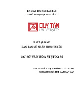 Bài tập mẫu đào tạo cử nhân trực tuyến môn Cơ sở Văn hóa Việt Nam | Trường Đại học Duy Tân