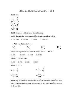 Đề thi học kì 2 môn Toán lớp 4 năm 2024 - Đề 2