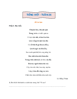 Bài tập cuối tuần tiếng Việt lớp 3 Chân trời sáng tạo Tuần 26 cơ bản