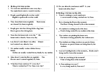 Bài tập ôn tập câu bị động học phần Tiếng anh cơ bản