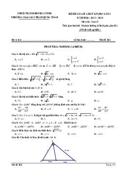 Đề khảo sát lần 1 Toán 9 năm 2023 – 2024 trường Trần Quốc Toản – Bắc Ninh