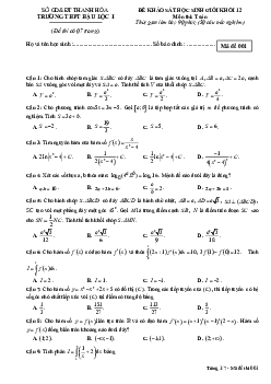 Đề học sinh giỏi Toán 12 năm 2022 – 2023 trường THPT Hậu Lộc 1 – Thanh Hóa