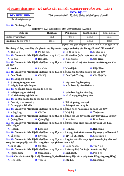 Đề thi thử THPT Quốc gia năm 2022 môn Địa Lí của sở GD&ĐT Vĩnh Phúc lần 1 (có đáp án)
