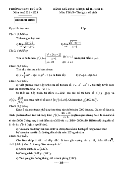 Đề cuối học kì 2 Toán 11 năm 2022 – 2023 trường THPT Thủ Đức – TP HCM