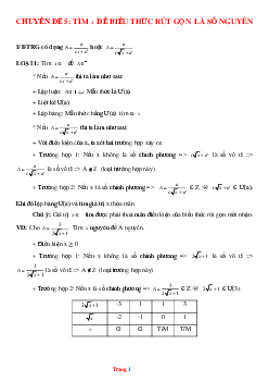 Toán 9 dạng: Tìm x để biểu thức rút gọn là số nguyên