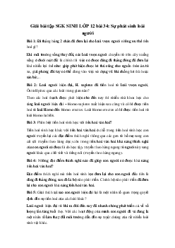 Giải bài tập SGK Sinh học lớp 12 bài 34: Sự phát sinh loài người