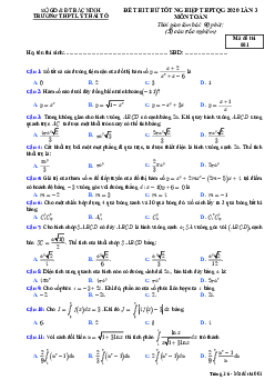Đề thi thử tốt nghiệp THPT 2020 môn Toán lần 3 trường Lý Thái Tổ – Bắc Ninh