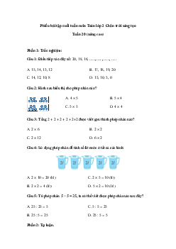 Đề kiểm tra cuối tuần Toán lớp 2| Chân trời sáng tạo - Tuần 20 (nâng cao)