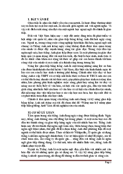 Sáng kiến kinh nghiệm: Nâng cao kỹ năng giao tiếp bằng tiếng Anh