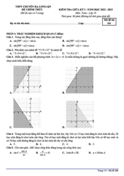 Đề giữa kỳ 1 Toán 10 năm 2022 – 2023 trường THPT chuyên Hạ Long – Quảng Ninh