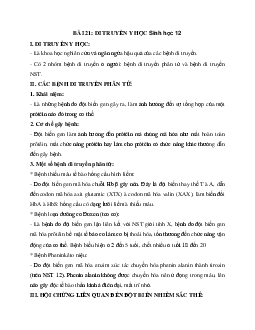 Sinh học 12 bài 21: Di truyền y học