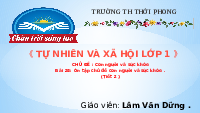 Giáo án điện tử Tự nhiên và xã hội 1 bài 28 Chân trời sáng tạo : Ôn tập chủ đề Con người và sức khỏe