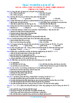 Trắc nghiệm Lịch Sử 10 Bài 18: Công cuộc xây dựng và phát triển kinh tế trong thế kỷ 10 đến 15 (có đáp án)