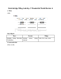 Giải SBT Tiếng Anh lớp 3 Wonderful World Review 6