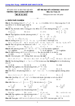 Đề thi HK2 Toán 10 năm học 2016 – 2017 trường THPT Lương Thế Vinh – Hà Nội