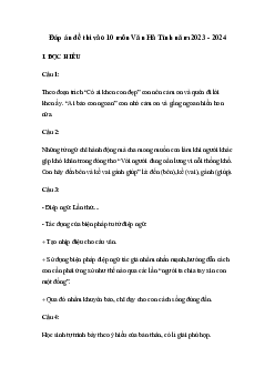 Đề thi vào 10 môn Ngữ văn năm 2023 - 2024 sở GD&ĐT Hà Tĩnh