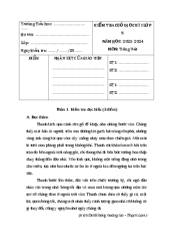 Đề thi học kì 1 lớp 5 môn Tiếng Việt năm 2023 - Đề 1