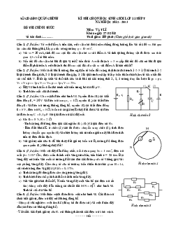 Đề thi học sinh giỏi lớp 11 THPT tỉnh Quảng Bình năm học 2012 - 2013 môn Vật lí - Có đáp án