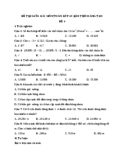 Đề thi giữa học kì 2 lớp 4 môn Toán Chân trời sáng tạo - Đề số 4