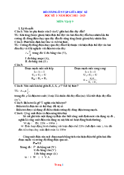 Đề cương ôn tập giữa kỳ I năm học 2022-2023 môn vật lý 9
