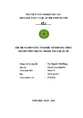 Nghiên Cứu Phương Thức Chuyển Tiền Trong Thanh Toán Quốc Tế  Môn Thanh toán quốc tế | Trường Học Viện nông nghiệp Việt Nam