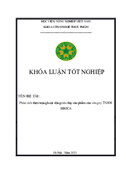 Tiểu luận Phân tích thực trạng hoạt động tiêu thụ sản phẩm của công ty TNHH BIBICA