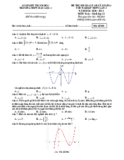 Đề thi thử Toán tốt nghiệp THPT 2021 lần 3 trường Hậu Lộc 4 – Thanh Hóa