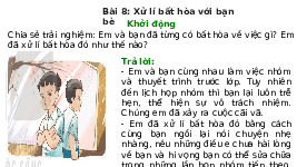 Giáo án điện tử Đạo đức 3 Bài 8 Kết nối tri thức: Xử lí bất hòa với bạn bè