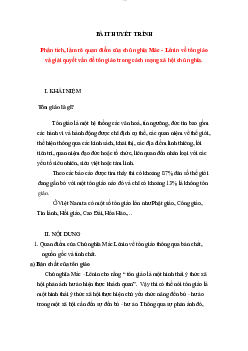 Bài tập nhóm thuyết trình môn Triết học đề tài "Phân tích, làm rõ quan điểm của chủ nghĩa Mác - Lênin về tôn giáo và giải quyết vấn đề tôn giáo trong cách mạng xã hội chủ nghĩa"