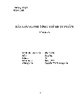 Bài Giảng Phương Trình Vi Phân Cấp Một và Cấp Hai | Phương trình vi phân | Trường Đại học Khoa học Tự nhiên, Đại học Quốc gia Hà Nội