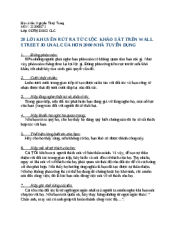 Top 20 lời khuyên rút ra từ cuộc khảo sát trên Wall Street Jounal của hơn 2000 nhà tuyển dụng | Trường Đại Học Thủ Đô Hà Nội