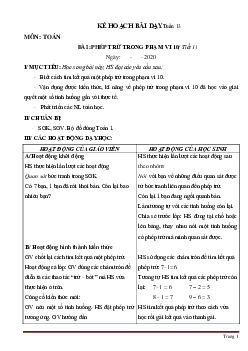 Giáo án Toán lớp 1 sách Cánh Diều tuần 13