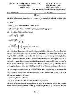 Đề học kỳ 1 Toán 9 năm 2022 – 2023 trường Thực hành Sài Gòn – TP HCM