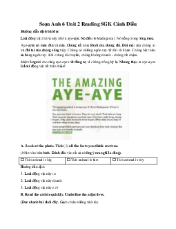 Soạn Anh 6 Unit 2 Reading SGK Cánh Diều