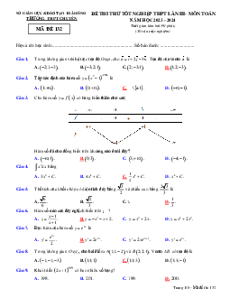 Đề thi thử THPT Quốc gia năm 2024 lần 3 môn Toán trường chuyên Thái Bình (có đáp án)