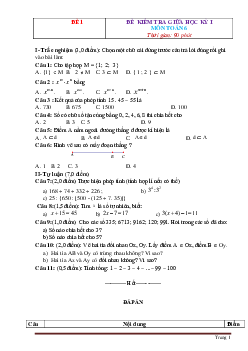 Bộ đề kiểm tra giữa học kỳ 1 Toán 6 năm 2020-2021 (có đáp án)