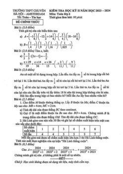 Đề thi học kỳ 2 Toán 6 năm 2023 – 2024 trường THPT chuyên Hà Nội – Amsterdam