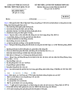 Đề thi thử tốt nghiệp 2022 môn Sử THPT Trần Quốc Tuấn (có đáp án)