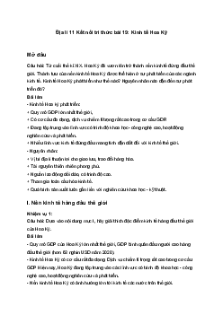 Địa lí 11 Kết nối tri thức bài 19: Kinh tế Hoa Kỳ