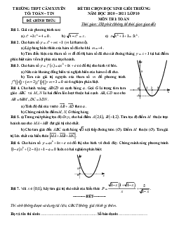 Đề thi HSG cấp trường Toán 10 năm 2020 – 2021 trường Cẩm Xuyên – Hà Tĩnh