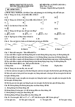 Đề cuối kỳ 1 Toán 7 năm 2023 – 2024 trường THCS Phan Bội Châu – Quảng Nam