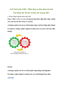 Giải Tin học lớp 4 Bài 1: Phần cứng và phần mềm máy tính | Chân trời sáng tạo