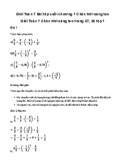 Giải Toán 7 Bài tập cuối chương 1 | Chân trời sáng tạo