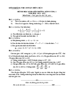 Đề HSG Toán 8 vòng 2 năm 2022 – 2023 liên trường THCS huyện Diễn Châu – Nghệ An