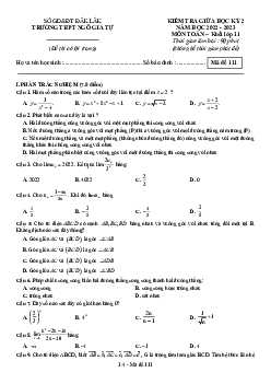 Đề giữa học kỳ 2 Toán 11 năm 2022 – 2023 trường THPT Ngô Gia Tự – Đắk Lắk